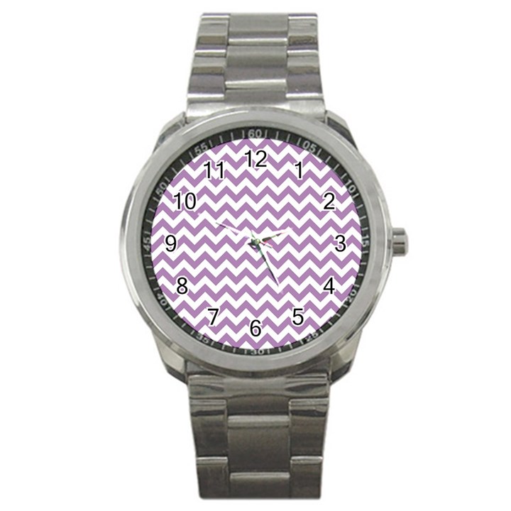 Lilac And White Zigzag Sport Metal Watch