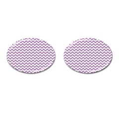 Lilac And White Zigzag Cufflinks (oval) by Zandiepants