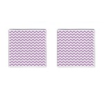 Lilac And White Zigzag Cufflinks (Square) Front(Pair)