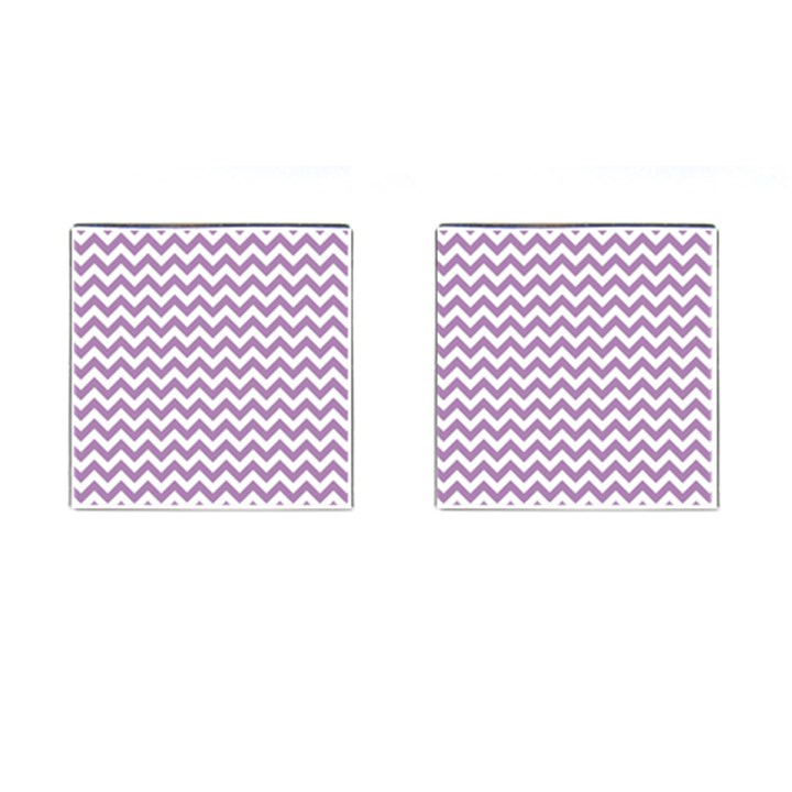 Lilac And White Zigzag Cufflinks (Square)