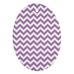 Lilac And White Zigzag Oval Ornament (two Sides) by Zandiepants