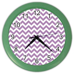 Lilac And White Zigzag Wall Clock (color)