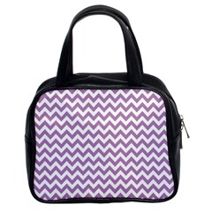 Lilac And White Zigzag Classic Handbag (two Sides) by Zandiepants