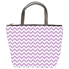 Lilac And White Zigzag Bucket Handbag by Zandiepants