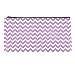 Lilac And White Zigzag Pencil Case by Zandiepants