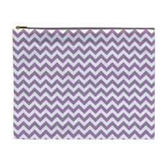 Lilac And White Zigzag Cosmetic Bag (xl) by Zandiepants