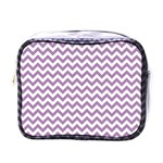 Lilac And White Zigzag Mini Travel Toiletry Bag (One Side) Front