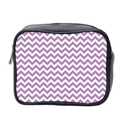 Lilac And White Zigzag Mini Travel Toiletry Bag (two Sides) by Zandiepants