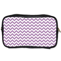 Lilac And White Zigzag Travel Toiletry Bag (one Side) by Zandiepants