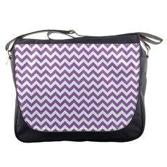 Lilac And White Zigzag Messenger Bag by Zandiepants