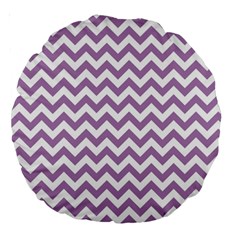 Lilac And White Zigzag 18  Premium Round Cushion 