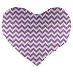 Lilac And White Zigzag 19  Premium Heart Shape Cushion Front