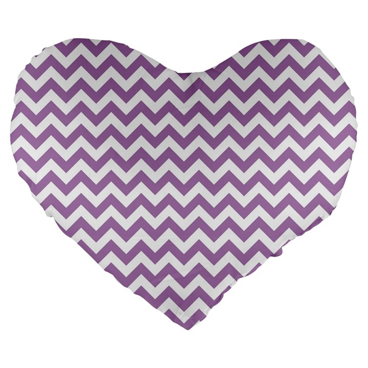 Lilac And White Zigzag 19  Premium Heart Shape Cushion