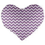 Lilac And White Zigzag 19  Premium Heart Shape Cushion Back