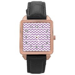 Lilac And White Zigzag Rose Gold Leather Watch  by Zandiepants