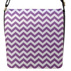 Lilac And White Zigzag Flap Closure Messenger Bag (small) by Zandiepants