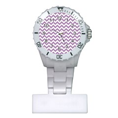 Lilac And White Zigzag Nurses Watch by Zandiepants