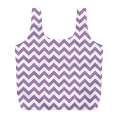 Lilac And White Zigzag Reusable Bag (l) by Zandiepants