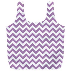 Lilac And White Zigzag Reusable Bag (xl) by Zandiepants