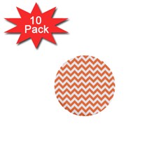 Orange And White Zigzag 1  Mini Button (10 Pack)