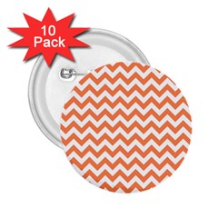 Orange And White Zigzag 2 25  Button (10 Pack) by Zandiepants