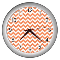 Orange And White Zigzag Wall Clock (silver)