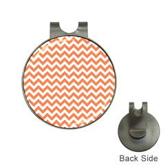 Orange And White Zigzag Hat Clip With Golf Ball Marker by Zandiepants