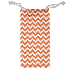 Orange And White Zigzag Jewelry Bag by Zandiepants