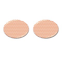 Orange And White Zigzag Cufflinks (oval) by Zandiepants