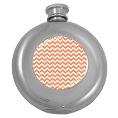 Orange And White Zigzag Hip Flask (round) by Zandiepants