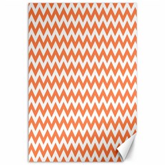 Orange And White Zigzag Canvas 12  X 18  (unframed) by Zandiepants