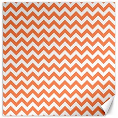 Orange And White Zigzag Canvas 20  X 20  (unframed) by Zandiepants