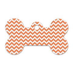 Orange And White Zigzag Dog Tag Bone (one Sided)