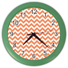 Orange And White Zigzag Wall Clock (color) by Zandiepants