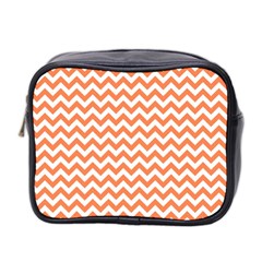 Orange And White Zigzag Mini Travel Toiletry Bag (two Sides) by Zandiepants