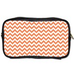 Orange And White Zigzag Travel Toiletry Bag (One Side) Front