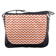 Orange And White Zigzag Messenger Bag by Zandiepants