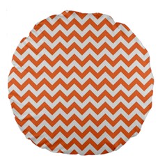 Orange And White Zigzag 18  Premium Round Cushion 