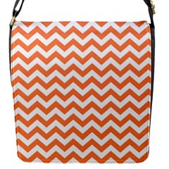 Orange And White Zigzag Flap Closure Messenger Bag (small) by Zandiepants