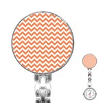 Orange And White Zigzag Stainless Steel Nurses Watch Front