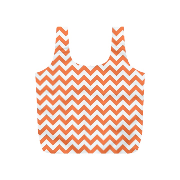 Orange And White Zigzag Reusable Bag (S)