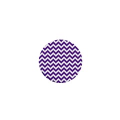 Purple And White Zigzag Pattern 1  Mini Button by Zandiepants