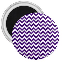 Purple And White Zigzag Pattern 3  Button Magnet