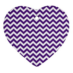 Purple And White Zigzag Pattern Heart Ornament by Zandiepants