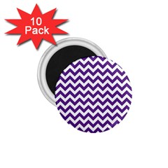 Purple And White Zigzag Pattern 1 75  Button Magnet (10 Pack) by Zandiepants