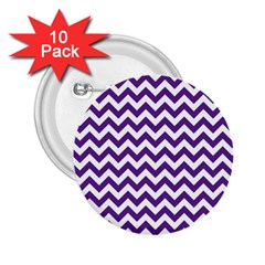 Purple And White Zigzag Pattern 2 25  Button (10 Pack) by Zandiepants