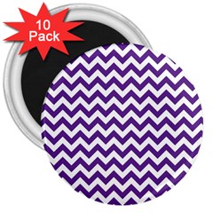 Purple And White Zigzag Pattern 3  Button Magnet (10 Pack) by Zandiepants