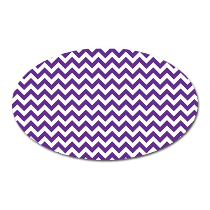 Purple And White Zigzag Pattern Magnet (Oval)