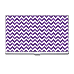 Purple And White Zigzag Pattern Business Card Holder by Zandiepants