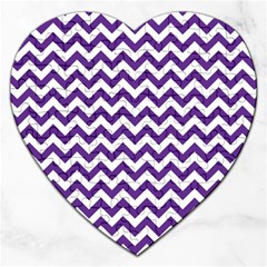 Purple And White Zigzag Pattern Jigsaw Puzzle (heart) by Zandiepants